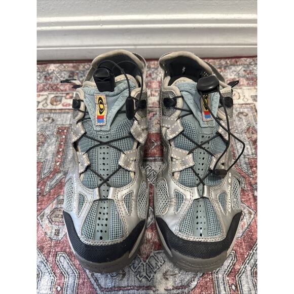Salomon Techamphibian Contragrip Women’s Sz10 Gray Shoes Blue Mesh Water Hiking - Picture 1 of 7